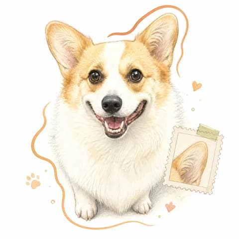 Color Realism pet artwork of Diandian · Corgi